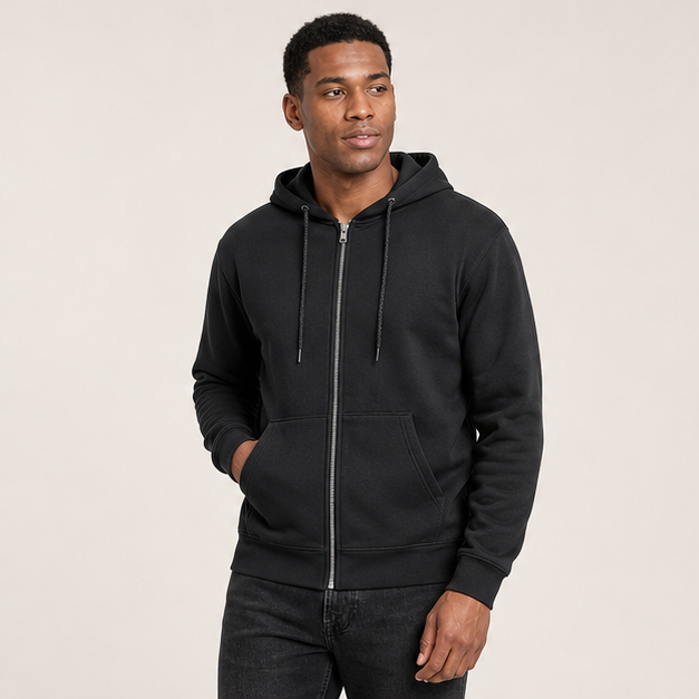 Men's Full-Zip Midweight Fleece Hoodie with Front Pockets - image 3
