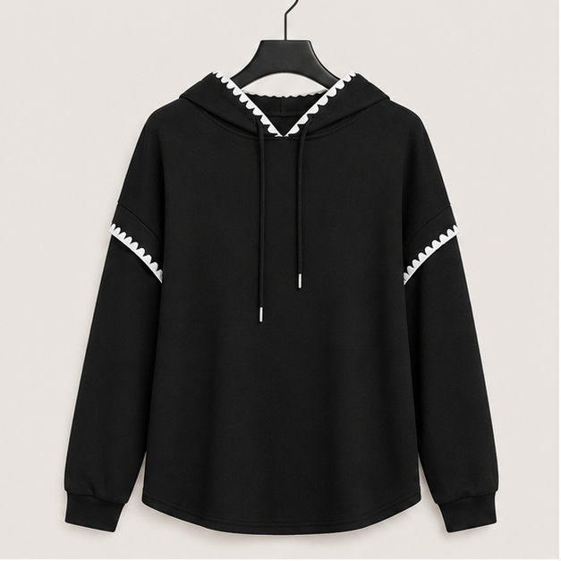 Sleeve Loose Color Block Drawstring Casual Hoodie Sweatshirts - image 1